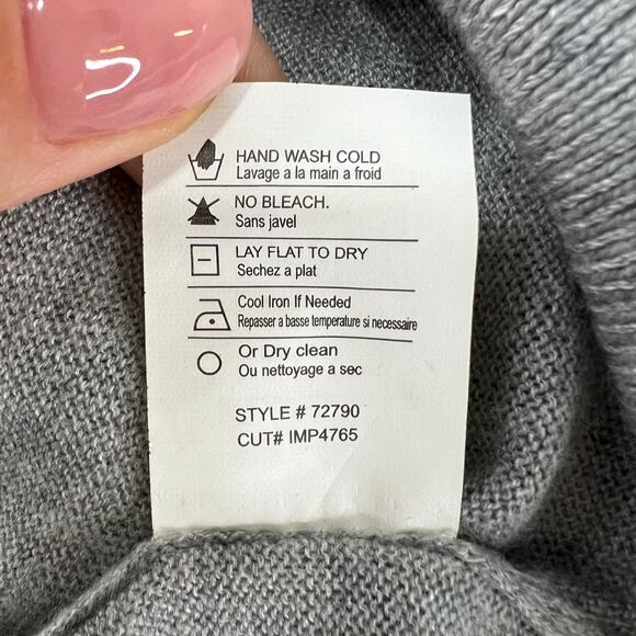 VINCE Gray Cashmere Blend Partial Button-Down 3/4 Sleeve Pullover Sweater Sz M - Picture 9 of 9